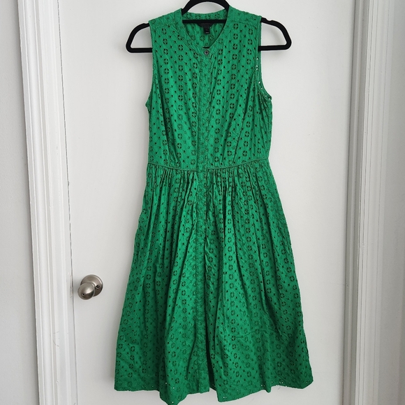 J Crew kelly green eyelet cotton garden midi dress size 2 - Picture 2 of 9